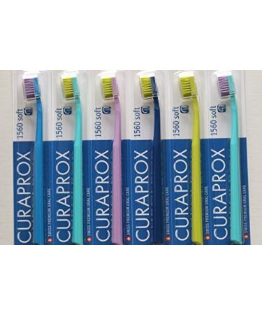 Sensitive Soft Toothbrush 6 Brushes Curaprox 1560. Better Cleaning firm soft feeling in Impressive His & Hers Colors.by Curaprox