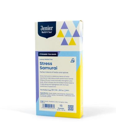 Stress Samurai Herbal Tea - 15 Biodegradable Pyramid Tea Bags