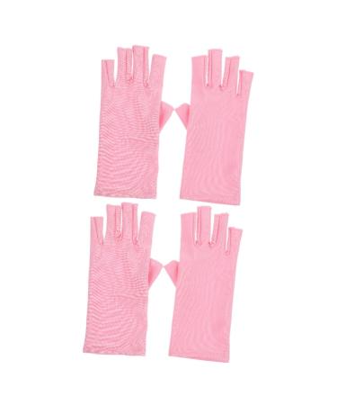 minkissy 2 Pairs Nail Gloves UV Gloves UV Protection Gloves for Nail Gel Manicure Gloves Sun Gloves UV Shield Gloves UV Shield Mittens Nail Art Supplies Moisturizing Spandex Pink Apparel