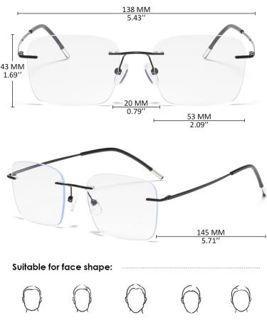 Buy Koosufa Borderless Self-Tinting Progressive Glasses - Multifocus Blue Light Filter UV Protection Frameless Design for Men & Women - Size 1.0-4.0 Color Black - Buy Online on GoSupps.com