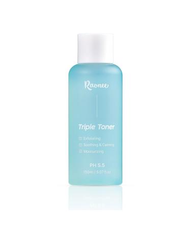 Triple Toner - Exfoliating Soothing & Calming Moisturizing pH 5.5 Balanced with AHA BHA PHA LHA - Lightweight Non-Sticky - Daily Toner for All Skin Types- Fragrance free 5.07 fl.oz