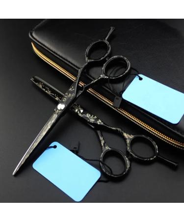 Hair Cutting Scissors 6 Inch Professional Japan 440c Black Hair Scissors Cutting Barber Makas Haircut Scissor Thinning Shears Hairdressing Scissors Set