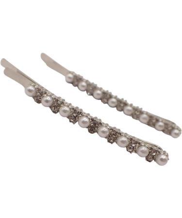 Topkids Accessories Sparkly Crystal Hair Clips Vintage Looking Pearl Detailed Bobby Pins For Women & Girls Birthday Prom or Bridal Accessories (Crystal & Pearl Grip) - Buy Online on GoSupps.com