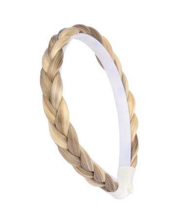 DIGUAN Headband Synthetic Hair Plaited Headband Braid Braided Without Teeth Hair Band Accessories for Women Girl Wide 0.6 Inch (Buttered Toast)