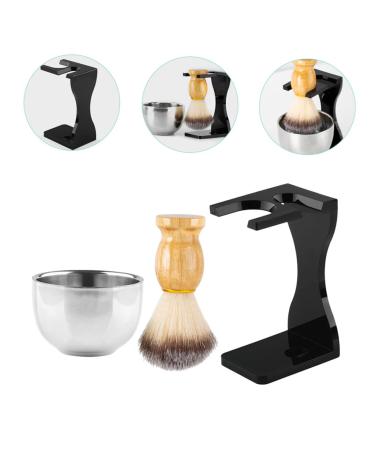 FRCOLOR 4-Piece Black Shaving Set for Men | Premium Brush Stand & Kit | Ideal Gift for Husbands | Comfortable Acrylic & Metal Design - Buy Online on GoSupps.com