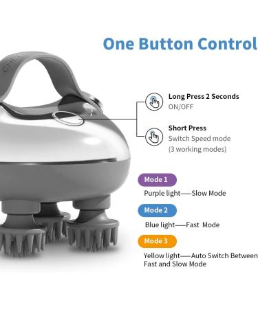 Chlovoe Scalp Massager - Waterproof Electric Head Massage Device with 3 Kneading Modes & 4 Replacement Heads | Perfect Gift for Relaxation - Buy Online on GoSupps.com
