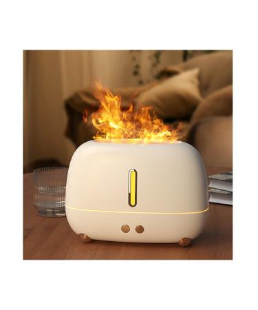 GRETREE AROMA DIFFUSER BOUSTER BATTROME 250ML Diffusor for essential oils with fire flame effect LED light 3D flame quiet ultrasound Air Humidifier white