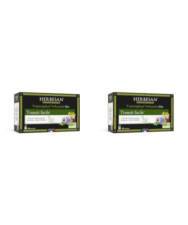 HERBESAN -TRANSIPHYT INFUSION BIO -Transit naturel Bien- tre digestif - Saveur Menthe - Sans plastique- 100% plantes - 20 sachets en papier (Lot de 2) 20 Unit (Lot de 2)