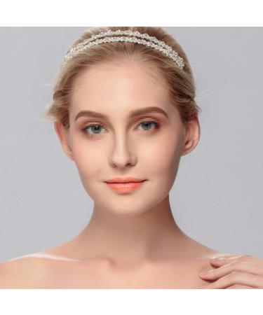 Lurrose Double Layer Silver Rhinestone Headband - Wedding Bridal Hair Accessories - Buy Online on GoSupps.com
