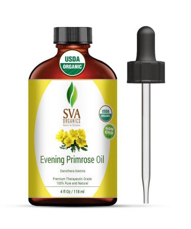 Evening Primrose oil 4 oz(118 ml) 100% pure Therapeutic Grade by SVA ORGANICS - For Wrinkle-Free Skin, Face and Hair and rejuvenate