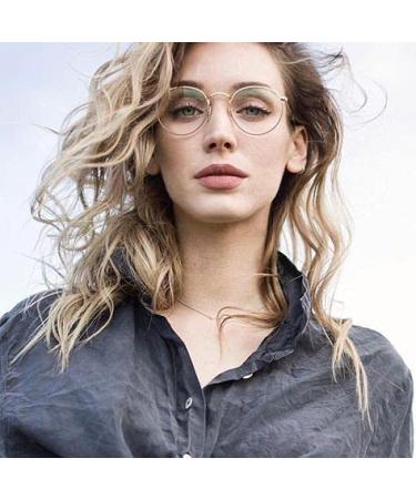 Blue Light Blocking Glasses Retro Round Clear Lens Eyeglasses B10 Gold Tortoise - 50mm - Buy Online on GoSupps.com