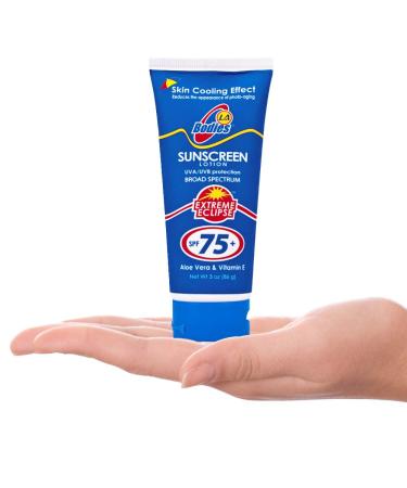Buy LA BODIES Sunscreen SPF 75 Moisturizing Lotion w/Aloe Vera - Acne Prone Skin Quick Absorption UVA UVB Protection - 3oz 3 Pack - Best International Shipping - Buy Online on GoSupps.com