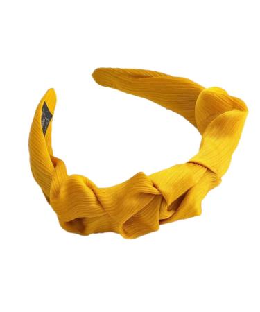 Women's Chiffon Pleated Headband Wide Hair Band Vintage Headband Hair Accessories Non-Slip Headbands Headwear Headbands for Women Girls Daily Wear Yellow