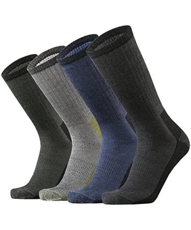 Ortis Merino Wool Moisture Wicking Outdoor Hiking Cushion Crew Socks for Men 4 Pack Mixcolor 10-13