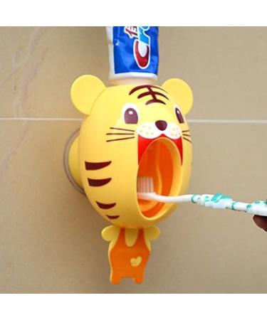Cisixin Automatic Baby Toothbrush Dispenser - Hands-Free Kids Toothpaste Dispenser (Tiger) | Cute Cartoon Toothpaste Squeezer for Easy Oral Care - Buy Online on GoSupps.com