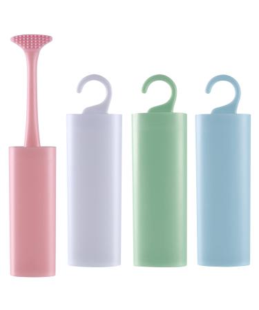WISHFORU Double-Side Tongue Scraper Tongue Brush and Cleaner for Men and Women- 4 Pack
