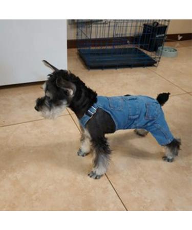 Dog Denim Jumpsuit Costume for Yorkie Bulldog | Cat Pet Jean Overalls Clothes | Size M (Blue) - Buy Online on GoSupps.com