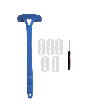Perfeclan back razor with a long handle back razor for men ergonomic handle DIY hair removal device leg epilier back scratch blue