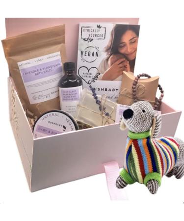 BUSHBABY Natural Vegan Mum and Baby Pamper Kit Ethically Sourced Pregnancy Gifts for Mum Expecting New Mummy to be Shower Gift Hamper Mom Maternity Newborn Essentials Present Bundle (Sausage Dog) Daschund