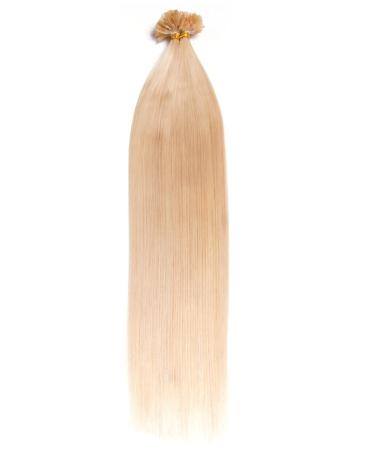 25 x 1.0g smooth Indian remy 100% real hair strands/U-tip/extensions/hair extension with keratinbonings 45 cm #60 white blonde-very light blonde