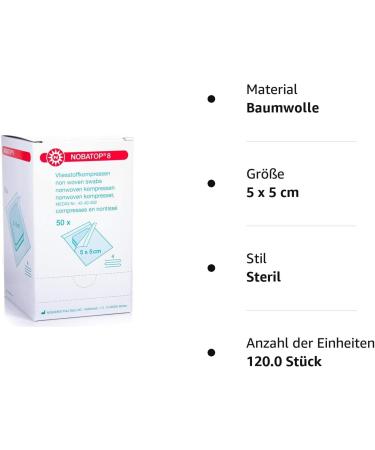 Nobatop-steril 8 Nonwoven Compresses - White 5x5 cm (50 pcs) | Premium Medical Supplies for International Shipping - Buy Online on GoSupps.com