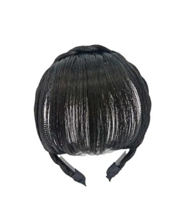 Black Hair Natural Fake Bangs Hair Piece Clip Long Wig Synthetic Hair Band Bangs Headband Headbands For Women Hair Accessories Women's Fashion Headbands