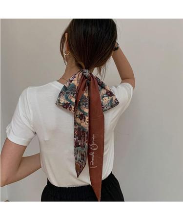 Asphire Vintage French Silk Hair Band with Satin Bow Knot - Brown - Elastic Hair Scrunchies for Women and Girls - Buy Online on GoSupps.com