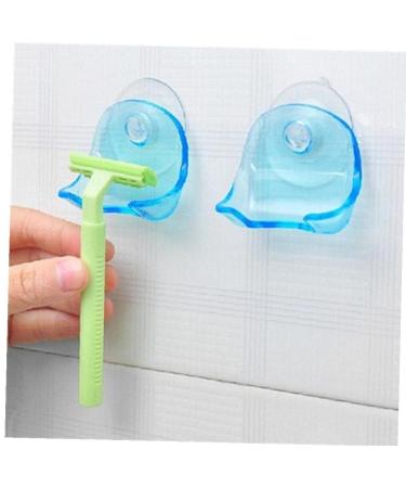 TOSSPER 2 Pieces Suction Razor Holder Shaver Toothbrush Holder Washroom Wall Sucker Hook Bathroom Shower Organizer