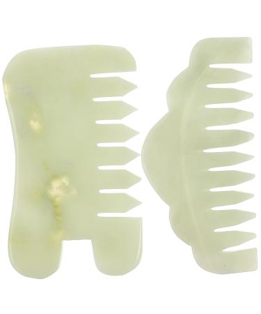 Beaupretty 2st Jade Kamm Gua Sha Kamm Jade massage curb scratch massage bridal games Tools Massage tools Massagek mme for the scalp gua Sha combat scalp comb massage head xiuyu