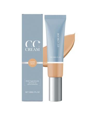 Cr me CC pour femmes g es fond de teint hydratant et nourrissant anti-cernes longue tenue cr me teint e couvrante pour un look naturel claircissante pour tous types de peau (dark*1)