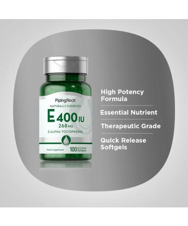 Piping Rock Vitamin E 400 IU Softgel Capsules Non-GMO Gluten Free Supplement - Buy Online on GoSupps.com