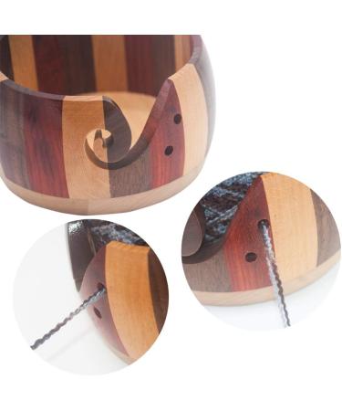 LAMXD Wooden Yarn Bowl Holder with 12 Bamboo Crochet Hooks - Handmade Wool Storage Organizer for Knitting & Crochet - 15 cm - Buy Online on GoSupps.com