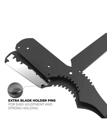 Professional Straight Razor - The CUT-FACTORY | 100 Premium Treat Blades | Stainless Steel Barber Razor for Inspired Men - Close Shaving with Natural Wood Scale (Black - Buy Online on GoSupps.com