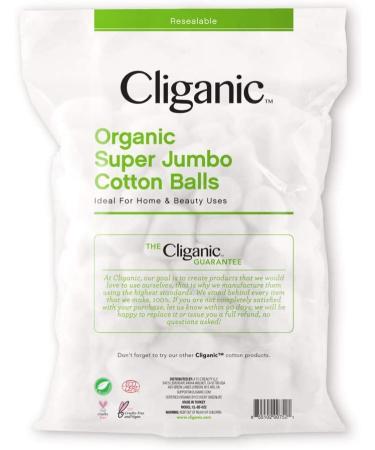 Cliganic Organic Super Jumbo Cotton Balls - 100 Count | Eco-Friendly & 100% Cotton - Buy Online on GoSupps.com