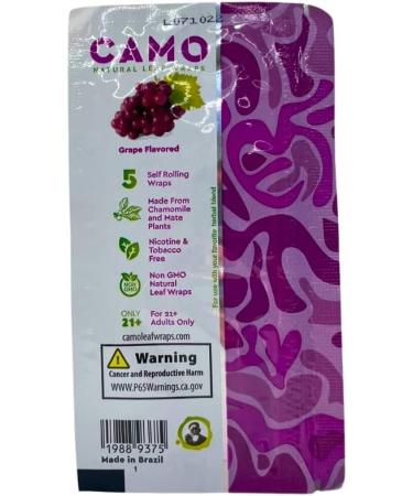 6 Packs CAMO Natural Leaf Wraps Grape 30 Sheets - Herbal Chamomile Mate Blend - Buy Online on GoSupps.com