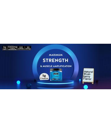 Creatine Monohydrate Gummies - 5g per Serving Sugar Free Vegan Blueberry Flavor - Boost Strength & Build Muscle - 120 Count - Buy Online on GoSupps.com