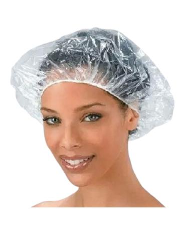 Aoekeeu 20 pieces of disposable shower hoods transparent plastic bathing hoods elastic bathing hoods for women travel spa home use hotel and hairdressing salon