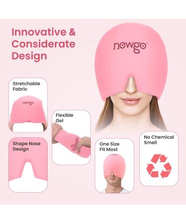 NEWGO Migraine Relief Cap - Full Coverage Headache Hat for Cold Therapy - Ice Head Wrap for Migraine Relief - Form Fitting Stretchable Design - Pink - Buy Online on GoSupps.com