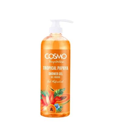 Cosmo Skin Care Temptation Tropical Papaya Shower Gel 1000ml/33.81fl.oz, Gel Douche, Feel Refresh, Skins Exfoliate, Deeply Nourishing, Best Body Wash, Daily Use Shower Gel