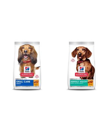 Hill's Science Diet Adult Oral Care Chicken Rice & Barley Recipe Dry Dog Food 4 lb Bag & Adult Perfect Weight Small & Mini Chicken Recipe Dry Dog Food 4lb Bag 1.81 kg (Pack of 1) Dry Dog Food + Dog Food 3821
