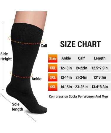 NOVAYARD Plus Size Compression Socks for Women & Men | 20-30 mmHg Extra Wide Calf Support | 3 Pairs XX-Large - Buy Online on GoSupps.com