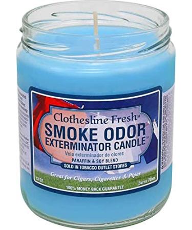 Tobacco Outlet Products Smoke Odor Exterminator 13oz Jar Candle, Clothesline Fresh, 13 oz, Blue, 13 Ounce Blue 1