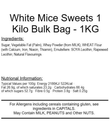 White Chocolate Mice 1 Kilo Bag - Buy Online on GoSupps.com