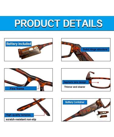 Bright LED Reading Glasses for Clear Vision | Lighted Magnifier Nighttime Readers - Compact Full Frame Unisex Eyewear - Buy Online on GoSupps.com