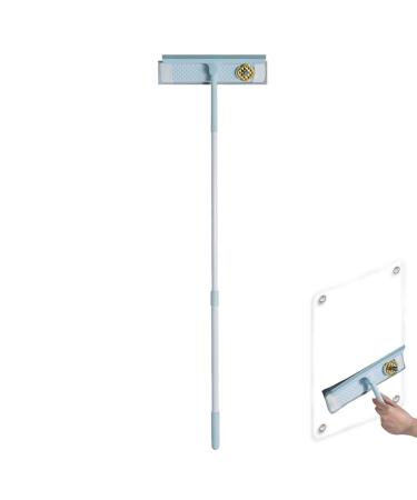 Window Squeegee with Extension Pole - Professional Window Cleaner Telescopic Squeegee | Rotatable Lightweight Professional Squeegee for Cleaning Wall Ceiling Window and Corners Blue