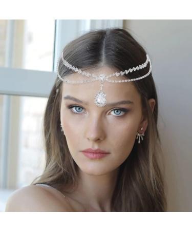 IYOU Shiny Rhinestone Head Chain Silver Crystal Hair Pieces Layering Halloween Costume Party Hair Accessories for Women - Buy Online on GoSupps.com
