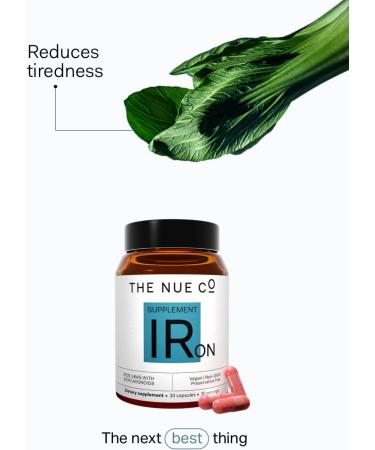 The Nue Co. Iron Capsules: Energy, Recovery & Immunity Support - Non-GMO, Vegan, Gluten-Free, Sugar-Free - 30 Capsules - Buy Online on GoSupps.com