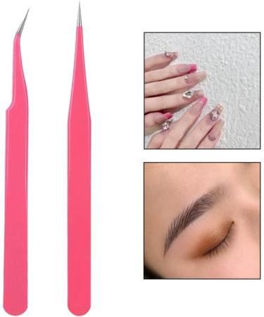 Professional Eyelash Tweezers Set - Stainless Steel with Curved Tweezers & Brush for Extensions | 2 Tweezers & 1 Brush - Buy Online on GoSupps.com