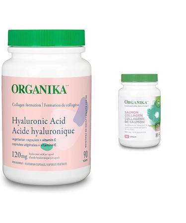 Organika Hyaluronic Acid With Vitamin C 90 Vcaps & Salmon Collagen 90 Caps