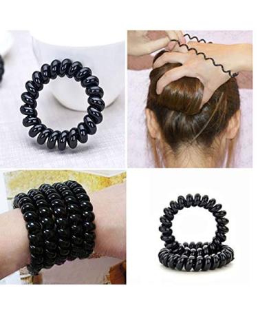 Premium Spiral Hair Ties - 10 Pack for Men, Women, & Children | Black Phone Cord Hair Coils (5.5cm) - Buy Online on GoSupps.com